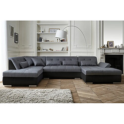 Lisa Design Vermont - canapé panoramique d'angle gauche - 7 places - XXL Vermont - canapé panoramique d'angle gauche - 7 places - XXL - Noir / Gris