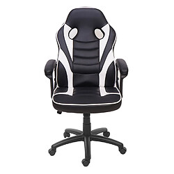 Mendler Chaise de bureau HWC-F59, chaise pivotante, chaise racing et gaming, similicuir ~ noir-blanc