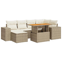 vidaXL Salon de jardin avec coussins 7 pcs beige résine tressée