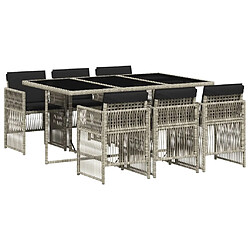 Maison Chic Ensemble à manger d'extérieur 7 pcs avec coussins,Salon de jardin,Mobilier de jardin gris clair rotin -GKD530232