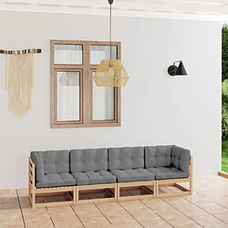 Maison Chic Canapé 4 places de jardin et coussins | Canapé d'extérieur | Fauteuil,Banquette Jardin Bois de pin massif -MN74927