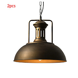 Stoex Lot de 2 Suspension Luminaire Industrielle 33cm E27 Câble Réglable Laiton pour Salle à Manger, Salon, Restaurant, Café et Bar