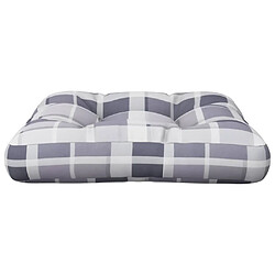 Avis vidaXL Coussin de palette motif à carreaux gris tissu