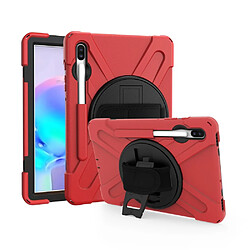 Coque en TPU combo en forme de x avec béquille et dragonne rouge pour Samsung Galaxy Tab S6 SM-T860 (Wi-Fi)/T865 (LTE)