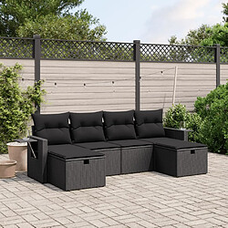 Maison Chic Ensemble Tables et chaises d'extérieur 6pcs avec coussins,Salon de jardin noir résine tressée -GKD729538