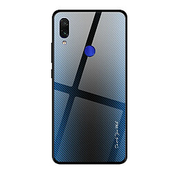 Wewoo Coque Pour Xiaomi Redmi Note 7 étui de protection en verre dégradé de texture bleu