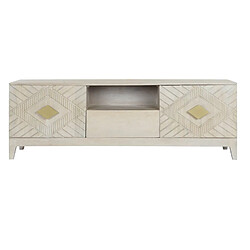 Pegane Meuble TV en bois de manguier beige et métal coloris doré - Longueur 175 x Profondeur 40 x hauteur 60 cm