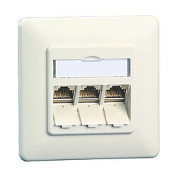 Prise murale BTR module C6A, Cat 6A, 270Â°, 3-prises, encastrable, blanc pur RAL 9010