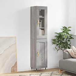 vidaXL Buffet haut Sonoma gris 34,5x34x180 cm Bois d'ingénierie