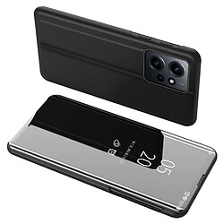 Htdmobiles Housse pour Xiaomi Redmi Note 12 4G - etui portefeuille miroir clear view + verre trempe - NOIR