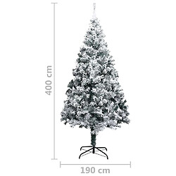 vidaXL Sapin de Noël artificiel avec neige floquée Vert 400 cm PVC pas cher