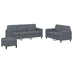 Maison Chic Ensemble de canapés 3 pcs, Canapé droit Sofa pour Salon gris foncé velours -GKD455475