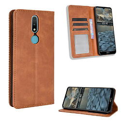 Etui en PU style vintage magnétique avec support marron pour votre Nokia 2.4