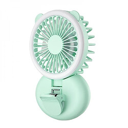 (Vert) Mini Ventilateur Ventilateur Multifonction Rechargeable Portable Lumière Selfie Portable