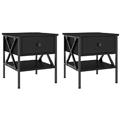 Maison Chic Lot de 2 Tables de chevet - Tables de Nuit noir 40x42x45 cm bois d’ingénierie