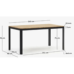 LF SALON Table extérieure Table Bonna 163X90 Bois de teck et Alu pas cher