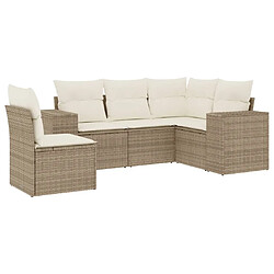 Maison Chic Salon de jardin avec coussins 5 pcs | Ensemble de Table et chaises | Mobilier d'Extérieur beige résine tressée -GKD86196