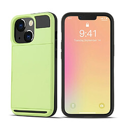 Coque en TPU anti-rayures avec porte-cartes coulissant vert pour votre Apple iPhone 13 Pro 6.1 pouces