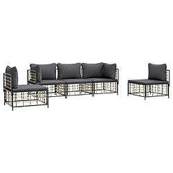 Avis Maison Chic Salon de jardin 5 pcs + coussins - Mobilier/Meubles de jardin - Table et chaises d'extérieur anthracite résine tressée -MN54511