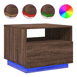 Maison Chic Table basse pour salon | Table à café avec lumières LED chêne marron 50x49x40 cm -GKD27532