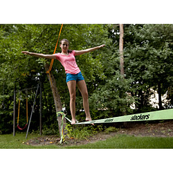 Slackers Slackline Classic 15m, avec sangle d'apprentissage supplémentaire, idéal pour la motricité des enfants.