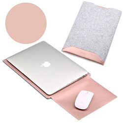 Sacoche en cuir SOYAN anti-rayures avec tapis de souris pour Macbook 12 pouces avec écran retina - Rose Or