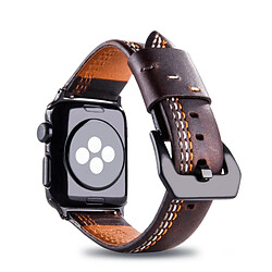 Acheter Wewoo Bracelet café pour Apple Watch Series 3 et 2 & 1 38mm Tiga ligne motif PU bande de montre-bracelet en cuir