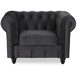 Fauteuil Chesterfield velours Altesse Noir