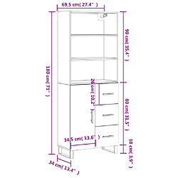 vidaXL Buffet haut Chêne marron 69,5x34x180 cm Bois d'ingénierie pas cher