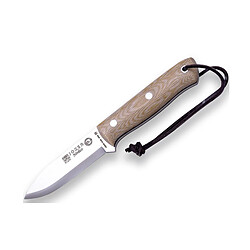 Couteau nordique Joker CM115 avec mango Micarta Canvas Brown et lame en acier de 10 cm Sandvik 14c28n, 195 grammes, comprend un étui en cuir + carte cadeau multifonctionnelle.