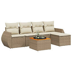 Maison Chic Salon de jardin avec coussins 6 pcs, Ensemble Tables et chaises de jardin, beige résine tressée -GKD279443