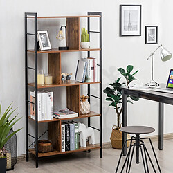 Decoshop26 Bibliothèque à 5 niveaux style industriel étagère de rangement 74x30x155cm 20_0000287