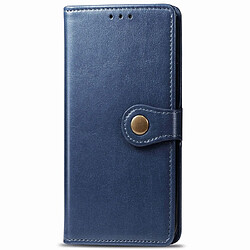 Wewoo Housse Coque Pour Galaxy A71 Rétro Couleur Unie Boucle En Cuir De Protection De Téléphone Mobile Etui avec Cadre Photo Et Fente Carte Et Portefeuille Et Fonction De Support Bleu