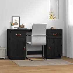 vidaXL Bureau avec armoires Noir 135x50x75 cm Bois massif de pin