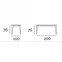 Inside 75 Table repas GEO 8 couverts 200 x 100 x 76 cm pieds chêne plateau céramique noir