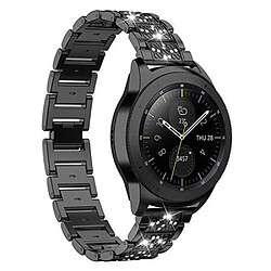 Bracelet en métal 18mm, 3 perles, décor de strass, noir pour votre Garmin Venu 2S/Vivoactive 4S