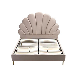 Acheter Vente-Unique Lit coquillage 160 x 200 cm - Velours - Beige + Matelas - LIVAYA