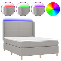 vidaXL Sommier à lattes de lit matelas LED Gris clair 140x200 cm Tissu