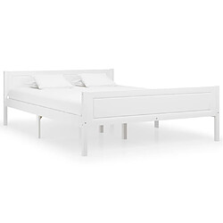 Maison Chic Lit adulte - Lit simple Cadre de lit,Structure du lit Contemporain Bois de pin massif Blanc 140x200 cm -MN98828