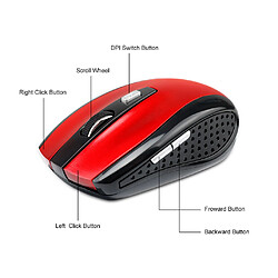 Souris de jeu sans fil bleue DPI réglable 2,4 G 6 boutons Souris optique