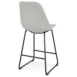 Acheter Alterego Tabouret snack mi-hauteur 'RIGO MINI' en tissu gris et pieds en métal noir