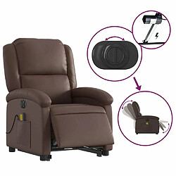 Maison Chic Fauteuil Relax pour salon, Fauteuil inclinable de massage électrique marron similicuir -GKD30420 pas cher