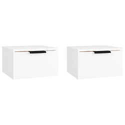 Maison Chic Lot de 2 Tables de Chevet murales - Tables de Nuit Blanc 34x30x20 cm