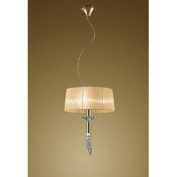 Luminaire Center Suspension Tiffany 3+1 Ampoule E27+G9, doré avec Abat jour bronze & cristal transaparent