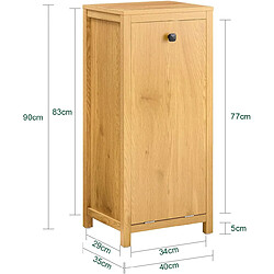 Avis SoBuy BZR96-SN Armoire à Linge avec Sac à Linge, Meuble Bas de Salle de Bain, Commode pour Salle de Bain, Coffre à Linge, Porte Vêtement avec 1 Panier à Linge, Naturel Foncé, 40x35x90 cm