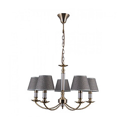 Luminaire Center Suspension classique Zanobi Bronze antique, abat jour gris