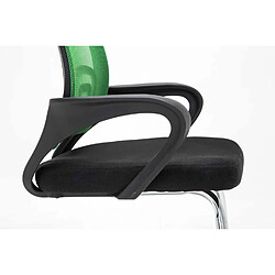 Decoshop26 Chaise de bureau reception sans roulettes dossier en maille avec accoudoirs vert BUR10504 pas cher