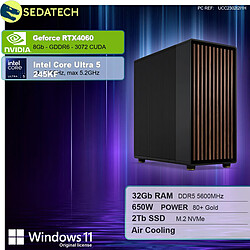 Sedatech Workstation Premium • Intel Core Ultra 5 245KF • RTX4060 • 32Go DDR5 • 2To SSD M.2 • Windows 11