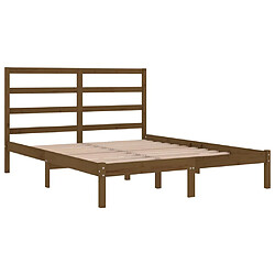 Avis vidaXL Cadre de lit Marron miel Bois massif 120x190 cm Petit Double