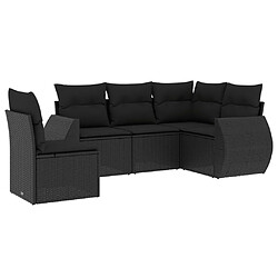 Maison Chic Ensemble de 5 Tables et chaises d'extérieur avec coussins,Salon de jardin noir résine tressée -GKD877447